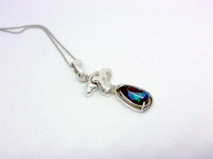 Ethical Australian Boulder Blue Opal Silver Pendant Necklace 