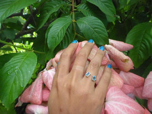 Silver Blue Topaz Butterfly Ring