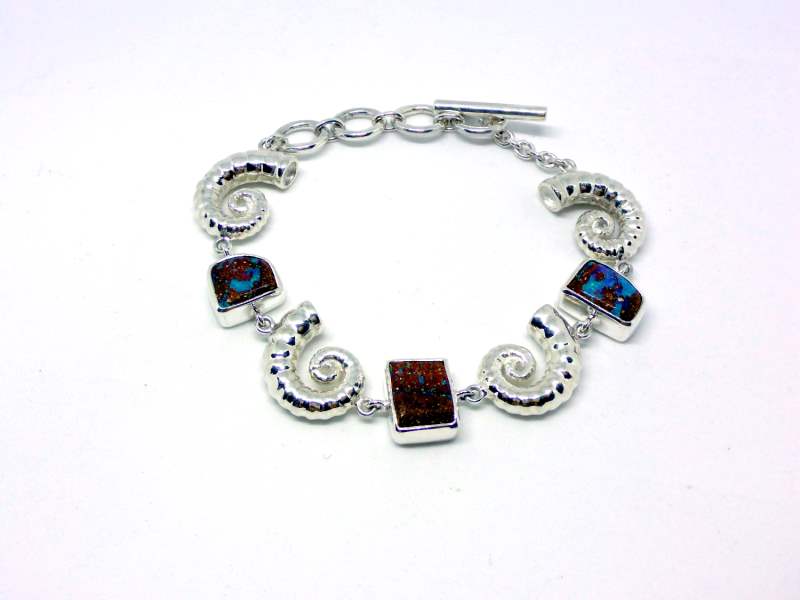 Silver Ammonite Opal Bracelet