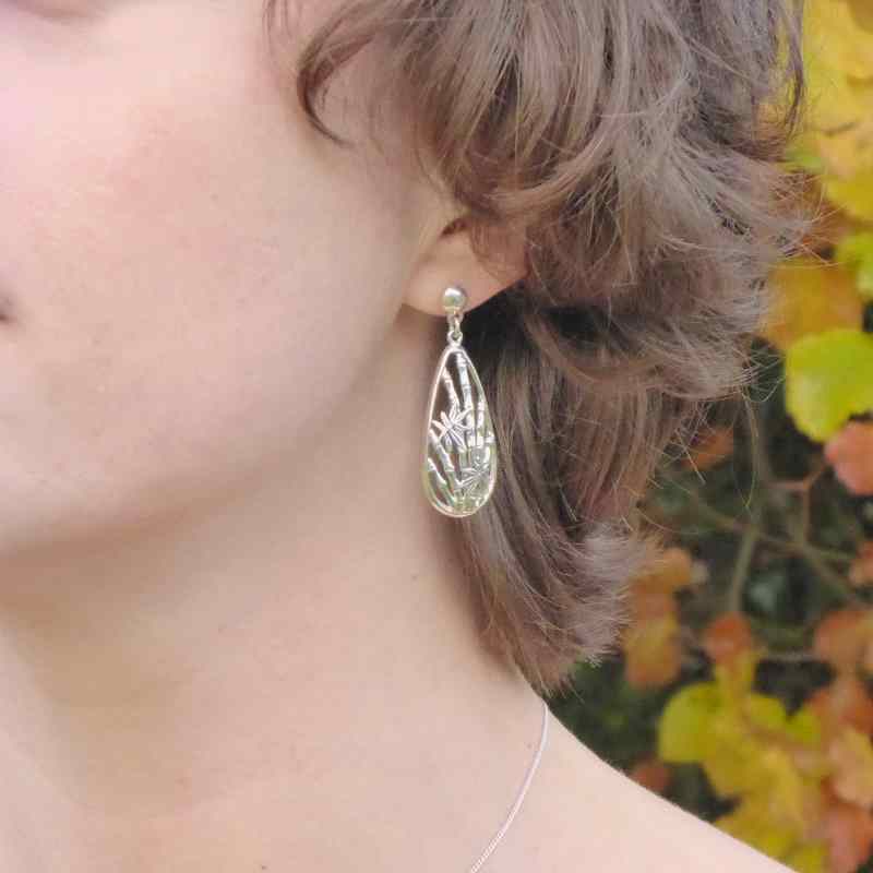 Ethical sterling silver bamboo grove earrings