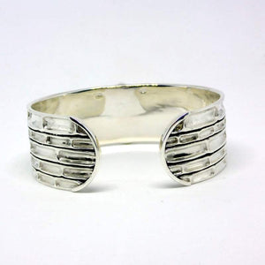 Silver Opal Bamboo Bracelet Cuff