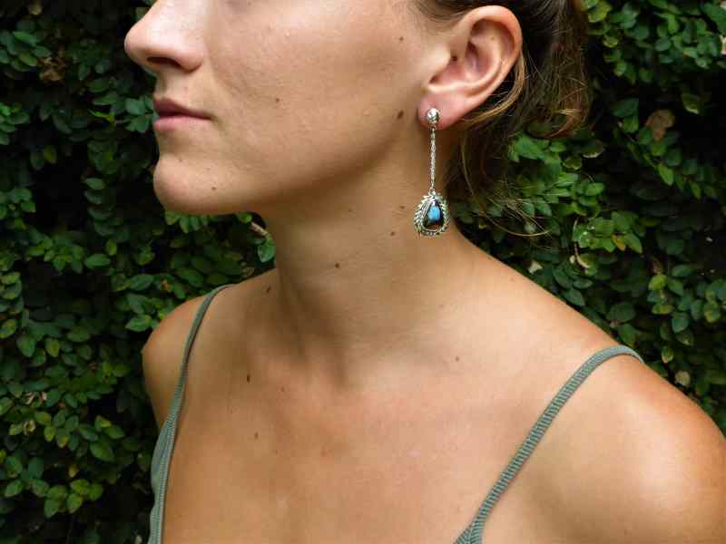 Silver Cupid Arrow Opal Earrings