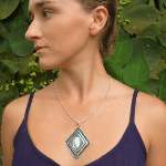 Ethical Silver Kite Shaped Tower Necklace with White Australian Boulder Opal