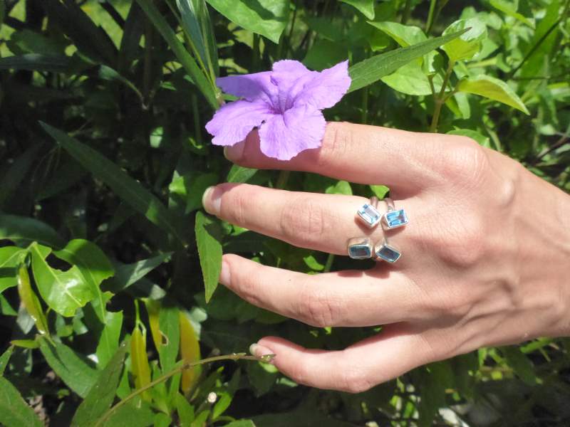 Silver Blue Topaz Butterfly Ring