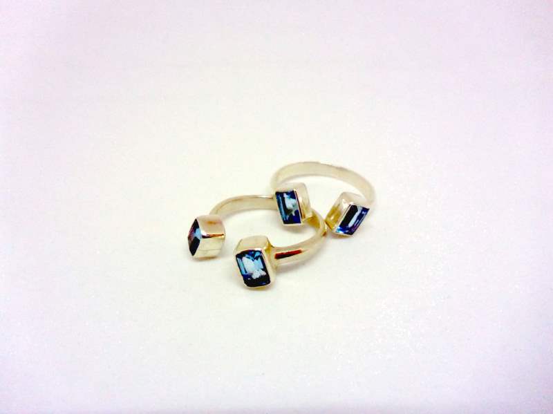 Silver Blue Topaz Butterfly Ring