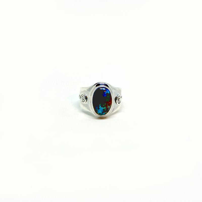 Silver Opal Curled Ring
