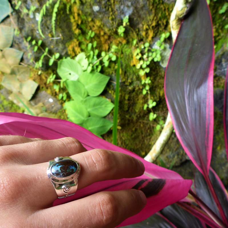 Silver Opal Curled Ring